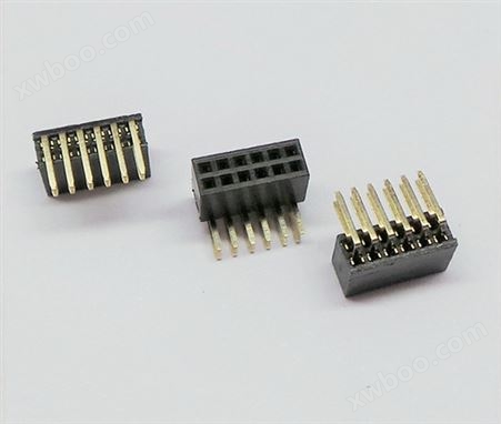 1.0mm间距排母连接器 双排 弯针(塑料件高度 2.0)